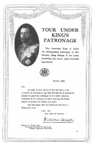 Nikisch LSO Tour 1912 George V letter